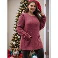 thumbnail image 6 of Long Sleeve Shirts for Women Long Sweaters with Pockets Tunic Tops Loose Fit Rouge M, 6 of 8