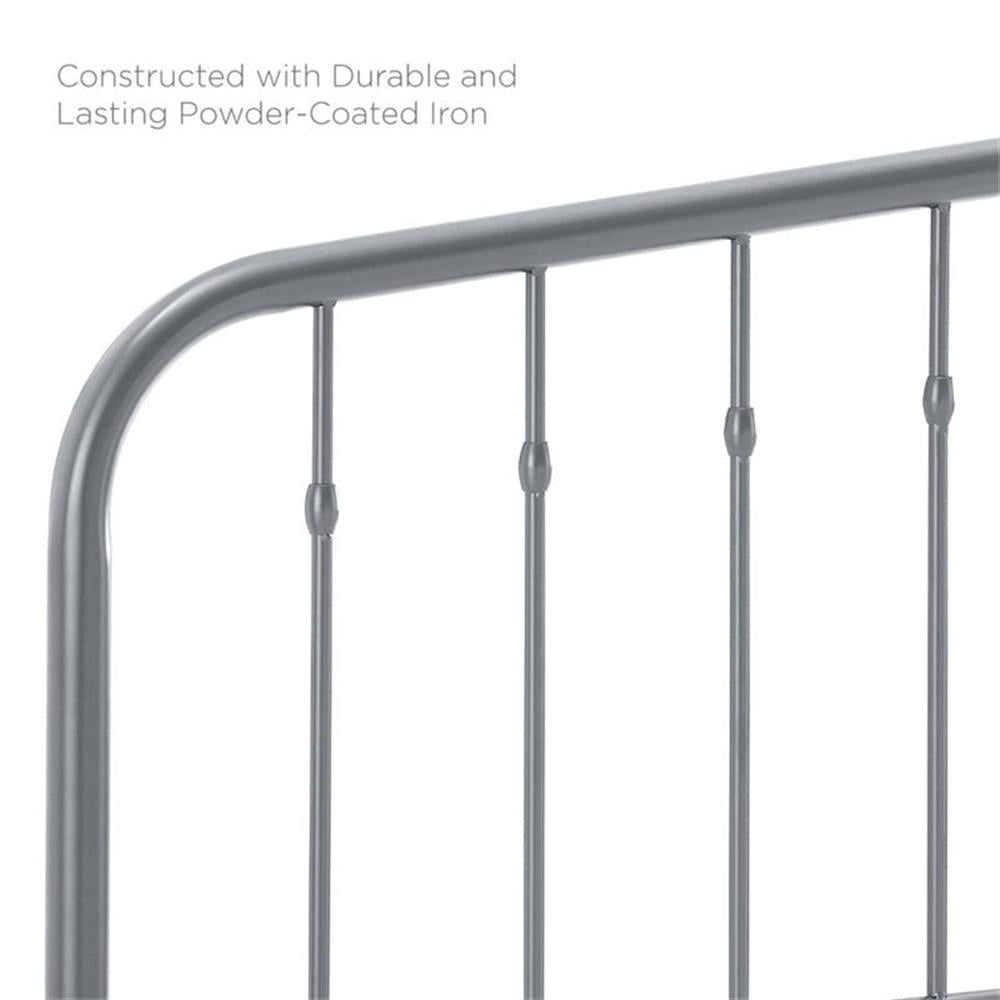 Pemberly Row Contemporary Modern Queen Metal Spindle Headboard in Gray