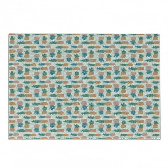 Pineapple Cutting Board, Tropical Fruit Pattern Detailed Composition of Hawaiian Food Summer Season, Decorative Tempered Glass Cutting and Serving Board, in 3 Sizes, by Ambesonne