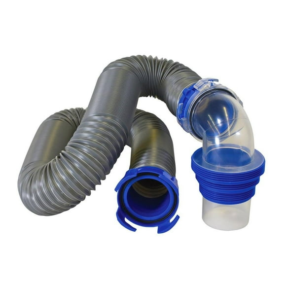 Duraflex Tuyau d'Égout 22004 Gator; Longueur Prolongée de 20 Pieds; Longueur de 76 Pouces; 21 Mil Polypropylène avec Construction Renforcée en Fil d'Acier; Gris Charbon; avec Quatre Bouchons Anti-Goutte/coude Transparent