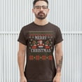 thumbnail image 3 of Tee Hunt Ugly Sweater Santa Claus T-Shirt Let it Snow Christmas Jingle Bells Men's Tee, Brown, 3X-Large, 3 of 5