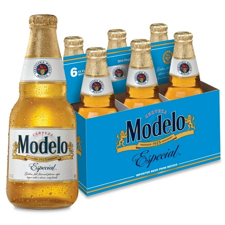 Modelo Especial Mexican Lager Import Beer, 6 Pack, 12 fl oz Glass Bottles, 4.4% ABV