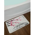thumbnail image 2 of Japanese Bath Mat, Greyscale Grunge Background with Fujiyama Mountain and Cherry Blossoms, Plush Bathroom Decor Mat with Non Slip Backing, 29.5" X 17.5", Grey Black and Pink, by Ambesonne, 2 of 2
