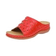 thumbnail image 2 of UDAUDU Women's Sandals Slides Wedge Open Toe Thick Sole Lightweight Slip Resistant Cozy Roman Style Beach Sandal Summer Walking Shoes Red 8.5 Wide, 2 of 5