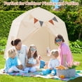 thumbnail image 4 of Gymax Kids Play Tent w/Flags & Globe String Lights for 3-12 Years Old Indoor Outdoor Beige, 4 of 10