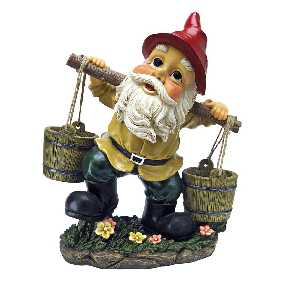 Barney Two Buckets Garden Gnome Statue by Designt Toscano