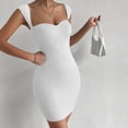 thumbnail image 7 of ClodeEU Women's Sleeveless Bodycon Mini Dress,Basic Solid Slim Fit Dress White,Women's Plus XL, 7 of 7
