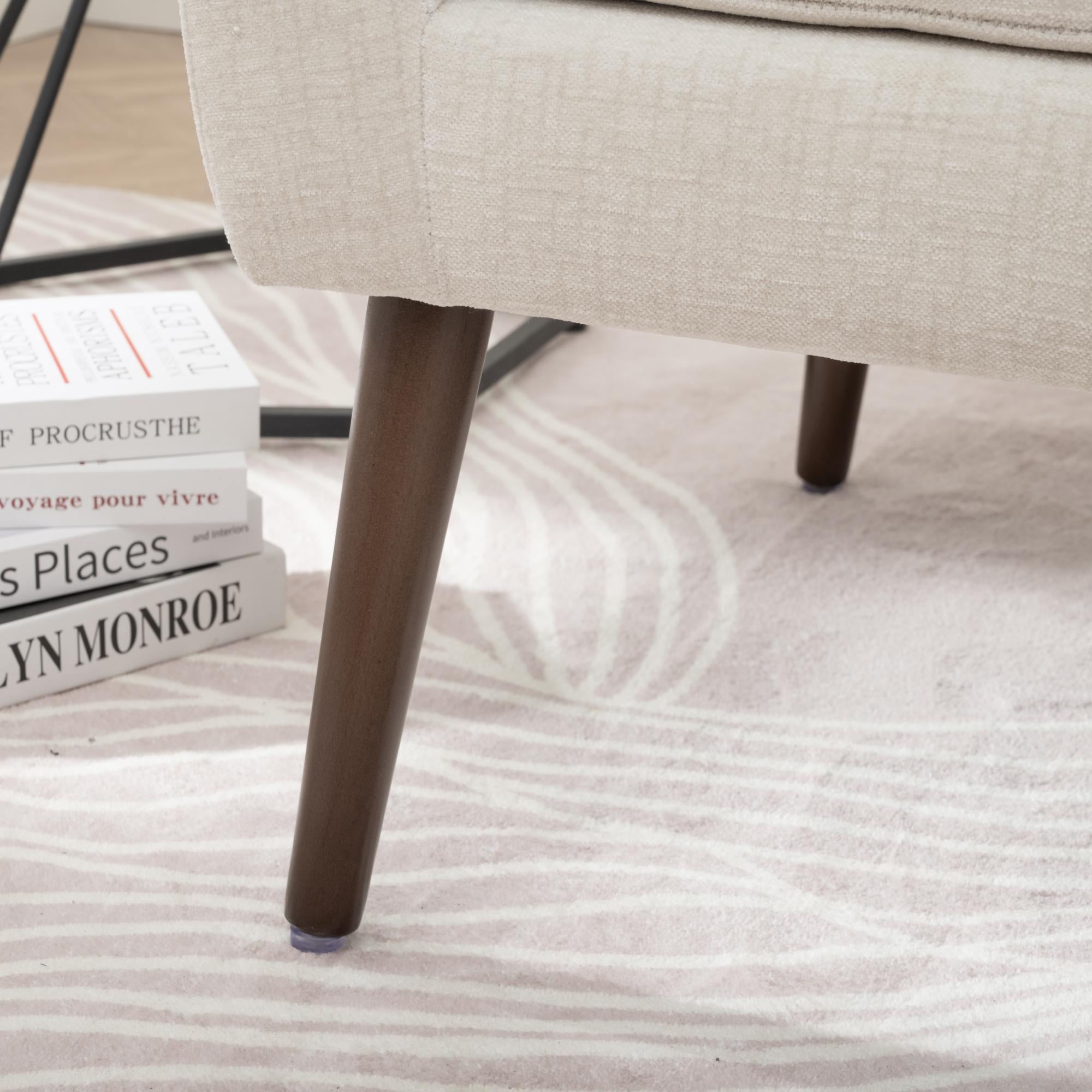 DEALTOPS Upholstered Accent Chair Modern Armchair with Chenille Fabric Lounge for Bedroom-Beige