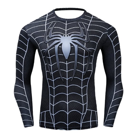 Halloween Spider Cosplay Costume Long Sleeve T-Shirts Crewneck Graphic Pullover Gym Shirt Black M