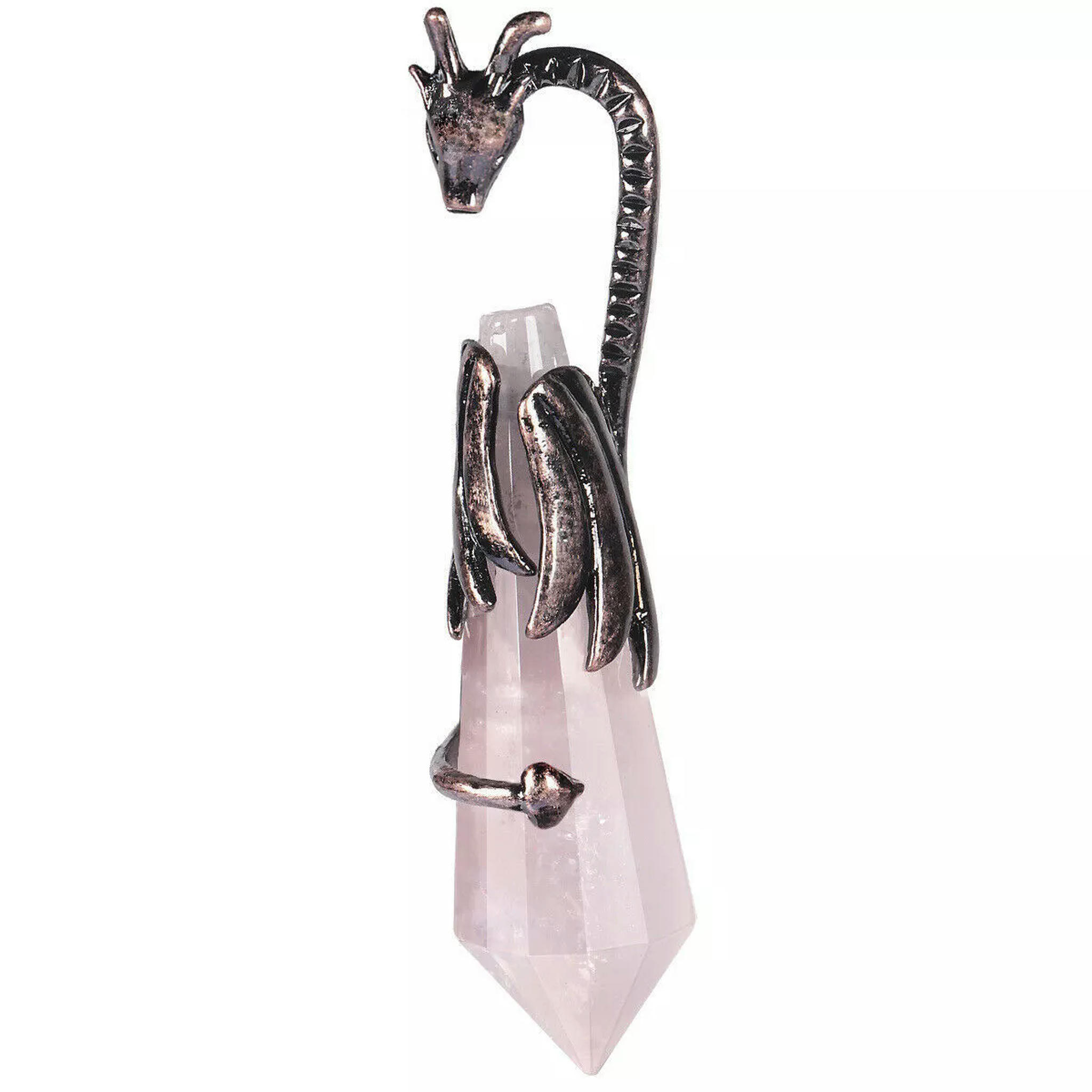 HOOUN 5pcs Natural Rose Quartz Stone Flying Dragon Pendants Demon Dragon Around Column
