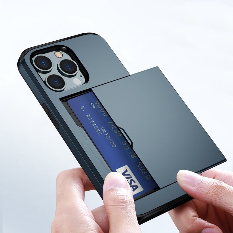 for iPhone 12 Pro Max Wallet Case with Sliding Door Hidden Pocket