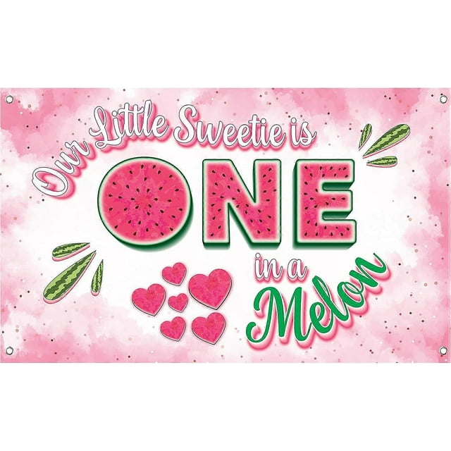 One in A Melon Backdrop - Large, 72x44 Inch | One in A Melon Party Decorations | One in A Melon Banner for Summer Watermelon Birthday Decorations | On