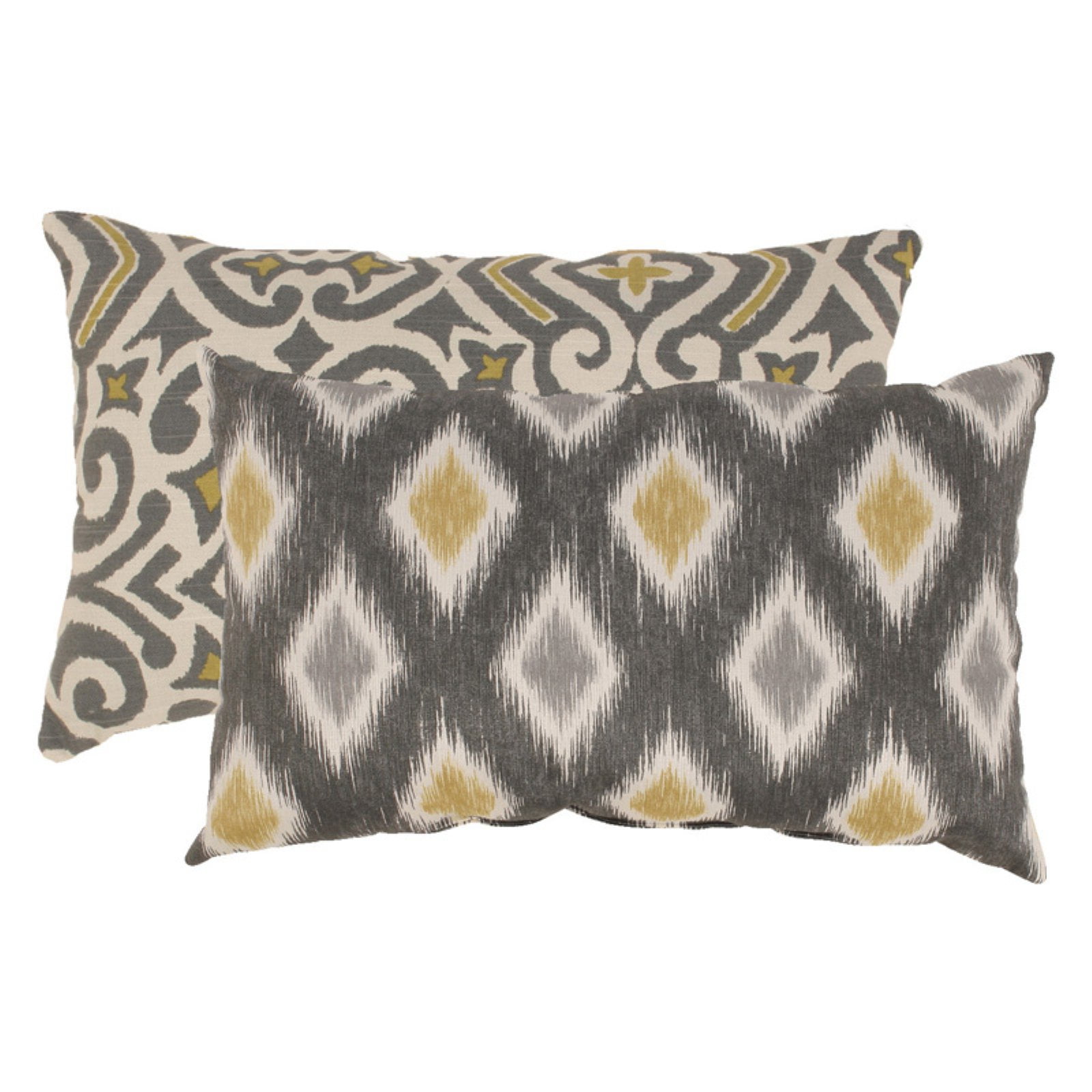 Pillow Perfect Damask & Rodrigo Graphite Rectangular Throw Pillows Set of 2