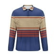 thumbnail image 5 of Fnnxeal Mens Polo Shirts Collared Fall Winter Zipper Casual Striped Long Sleeve Dark Blue Polo Shirts for Men Size 3XL, 5 of 5