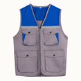 thumbnail image 2 of TOPTIE Reflective Working Vest with 4 Pockets Color Block Zipper Front High Visibility with Reflective Strips-Grey-S, 2 of 6