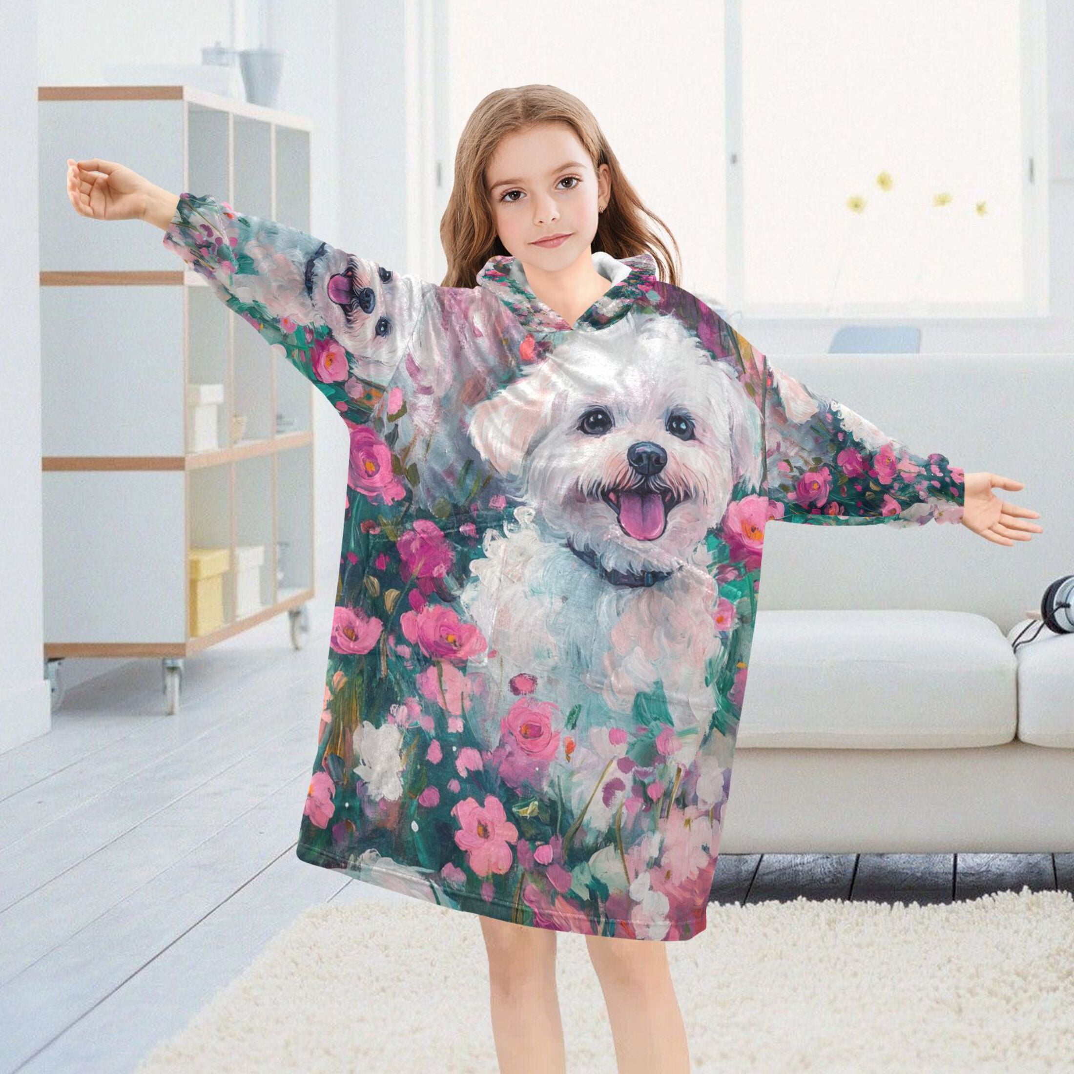 YAZAOO Kids Wearable Blanket Hoodie Warm and Cozy Fluffy Joy Flannel Sweatshirt