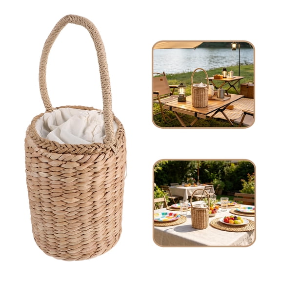 TITINICE Handmade Straw Wine Tote Lightweight Portable Wine Holder with Chic Farmhouse Design