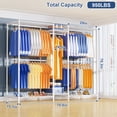 thumbnail image 3 of Ulif E12 Clothes Rack,Heavy Duty Freestanding Garment Rack with Shelves,Metal Clothing Closet Storage System for Hanging Clothes，71" W x 16" D x 76.5" H, Hold 960 lbs，White, 3 of 7