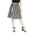 thumbnail image 2 of INSPIRE CHIC Women's Stripes Button Front Elastic Back A Line Midi Skirt 2XL White Black, 2 of 8