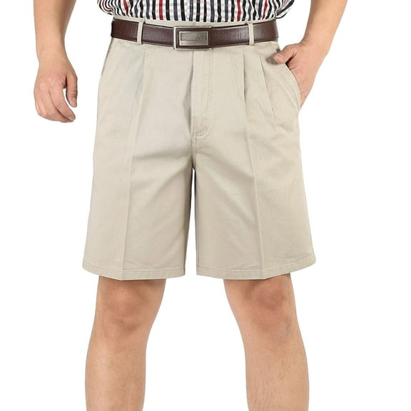 Wyobmus Men's Dress Shorts Lightweight Quick Dry Casual Flat Front High Waist Suit Pants Straight Leg Beige