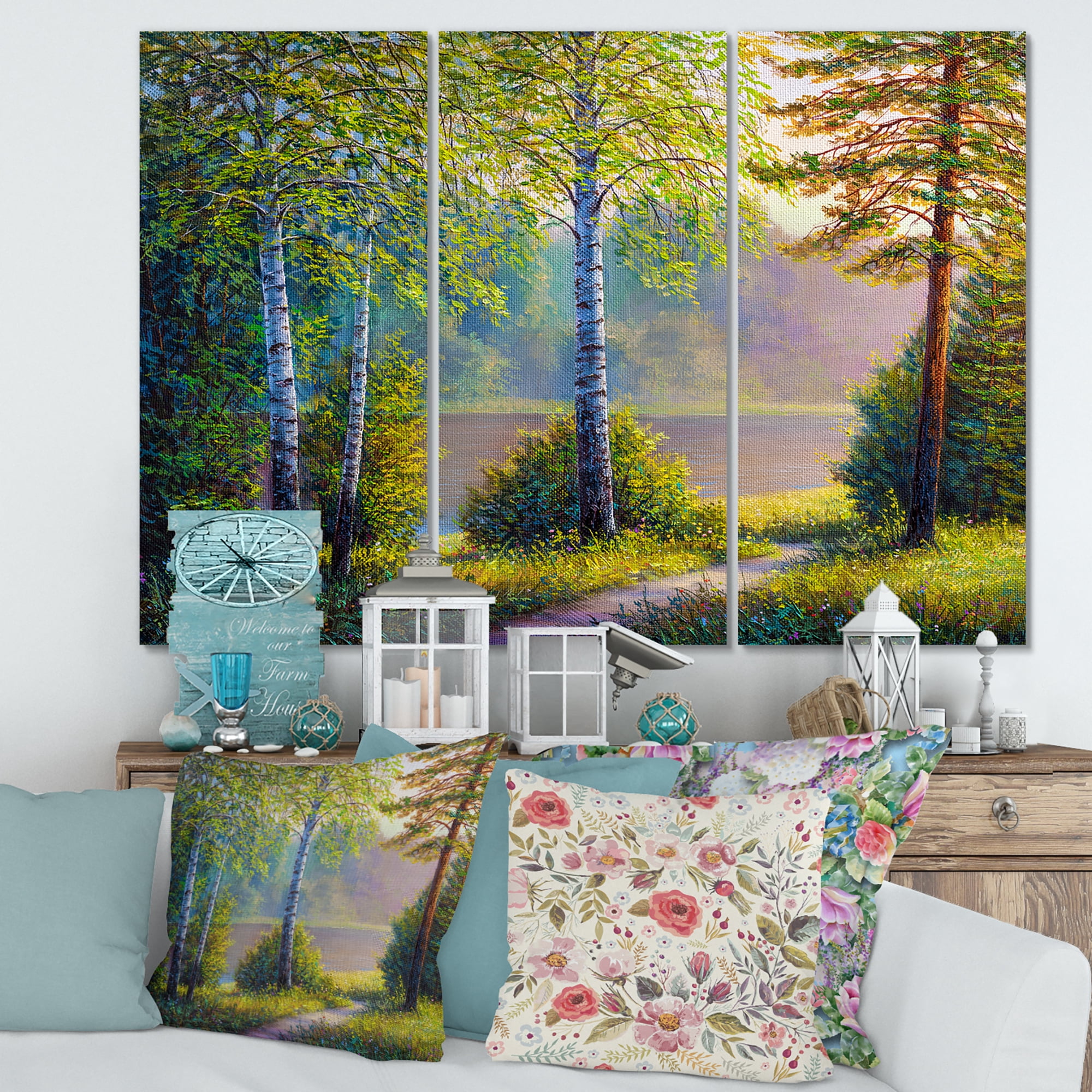 Subtle Sunset Light Through The Trees I 28 in x 36 in Painting Canvas Art Print, by Designart