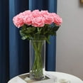 thumbnail image 4 of 12 PCS Artificial Flowers Roses Fake Silk Flowers Long Stem Faux Flowers Roses for Home Wedding Party Outdoor Decorations(Pink), 4 of 8