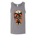 thumbnail image 2 of Flaming Motorycle Hell Fire Skull Biker | Mens Fashion Graphic Tank Top, Heather Grey, Large, 2 of 4