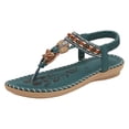 thumbnail image 7 of Flip Flops for Women Bohemian Beaded Beach Sandals Lightweight Comfy Footbed Slip on Elastic Ankle Strap Summer Outdoor Flat Walking Shoes Dark Green Size 9, 7 of 7