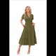 thumbnail image 1 of Vestido de Larga con Cuello en V, Plisado y Mangas Abullonadas, Verde , Talla L, 1 of 4
