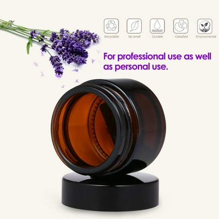 50ml 2 Jars - 50ml Amber Glass Jar Pot Skin Care Cream Refillable Bottle Cosmetic Container Makeup Tool For Travel Packing
