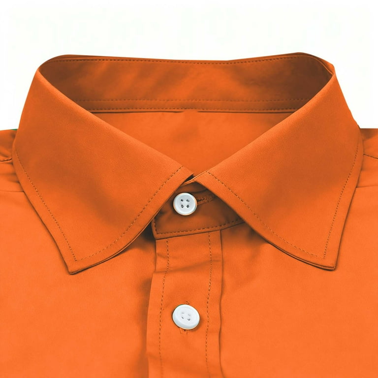 Stamzod Mens Button Up Shirts Long Sleeve Dress Shirt Solid Color Turndown Work Shirts Business Casual Shirts for Men Orange D XL, Men's Stamzod Mens Button Up Shirts Long Sleeve Dress Shirt Solid Color Turndown Work Shirts Business Casual Shirts for Men Orange D XL, Men's
