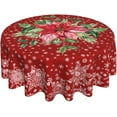 thumbnail image 1 of Christmas Flower Round Tablecloth 60 Inch Washable Reusable Decoration Table Cover for Kitchen Party, 1 of 7