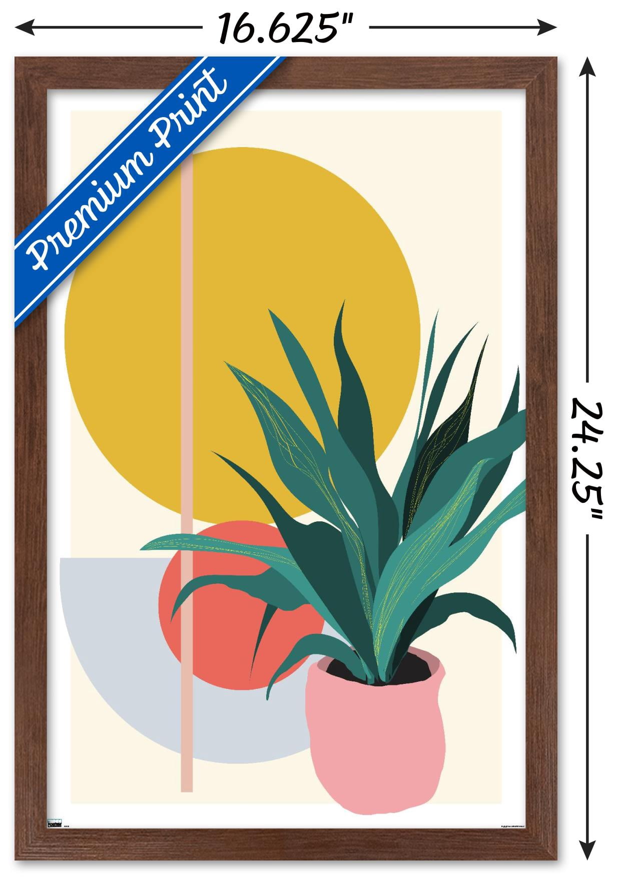 Abstract Potted Plant Wall Poster, 14.725" x 22.375" Framed