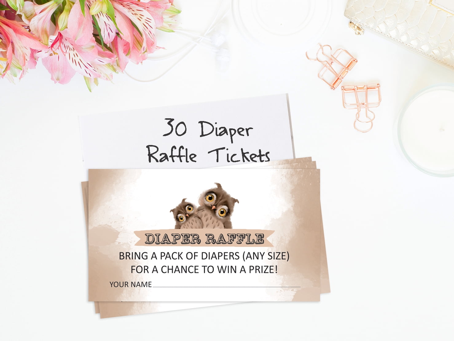 Inkdotpot 30Owl Bird Baby ShowerDiaper Raffle Ticket Lottery Insert Cards Supplies Games For Baby Shower Party Bring A Pack Of Diapers To Win Favors Gifts And Prizes