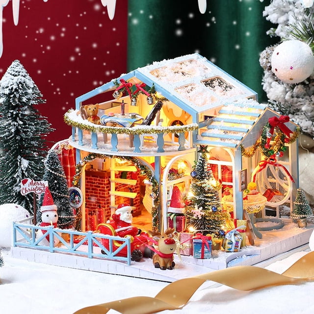 de DIY, exquisita miniatura con muebles, cubierta a prueba de polvo y movimiento de música, artesanal perfecto para CUTICAT mini casa de muñecas