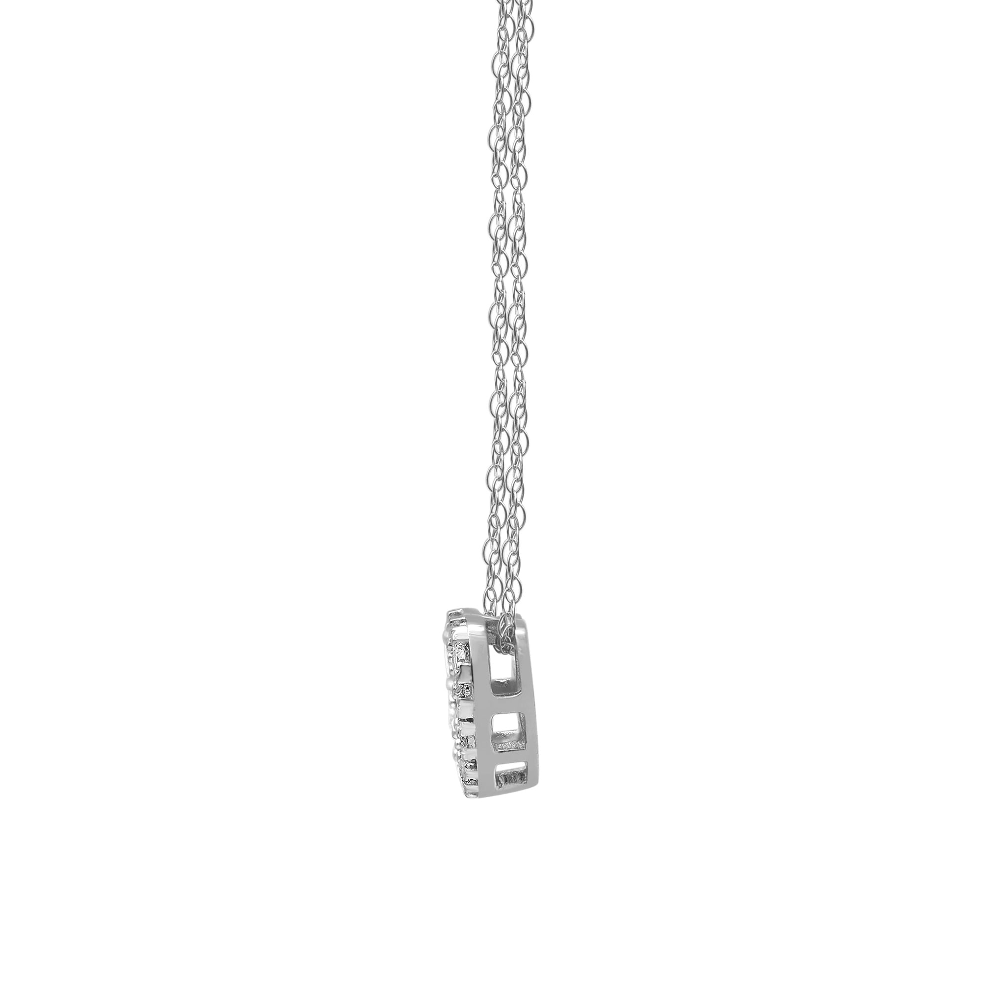 Brilliance Fine Jewelry 1/3 Ct Diamond Heart Pendant Necklace in 10K White Gold for Women