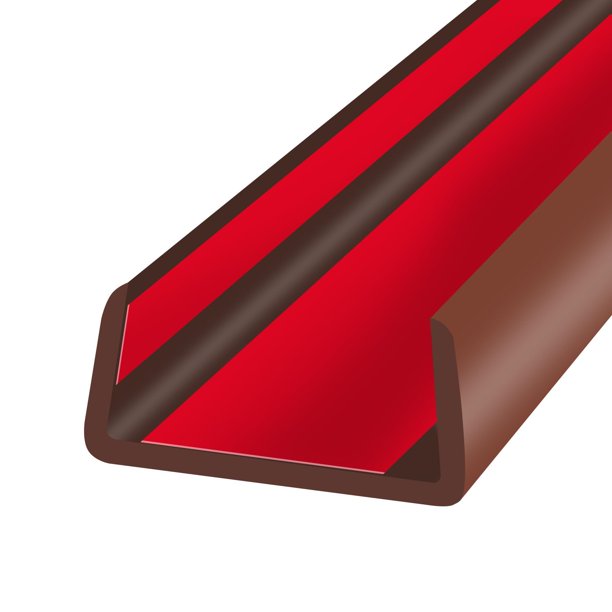 Protector de bordes Edge Trim de goma con canal en U de 20 pies, color marrón