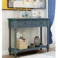 thumbnail image 5 of Entryway Table with Drawers, SEGMART Console Table with Storage, Solid Wood Vintage Sofa Table with Bottom Shelf, Modern Entry Table Hallway Table for Living Room Entryway Hallway Foyer, Navy, 5 of 10