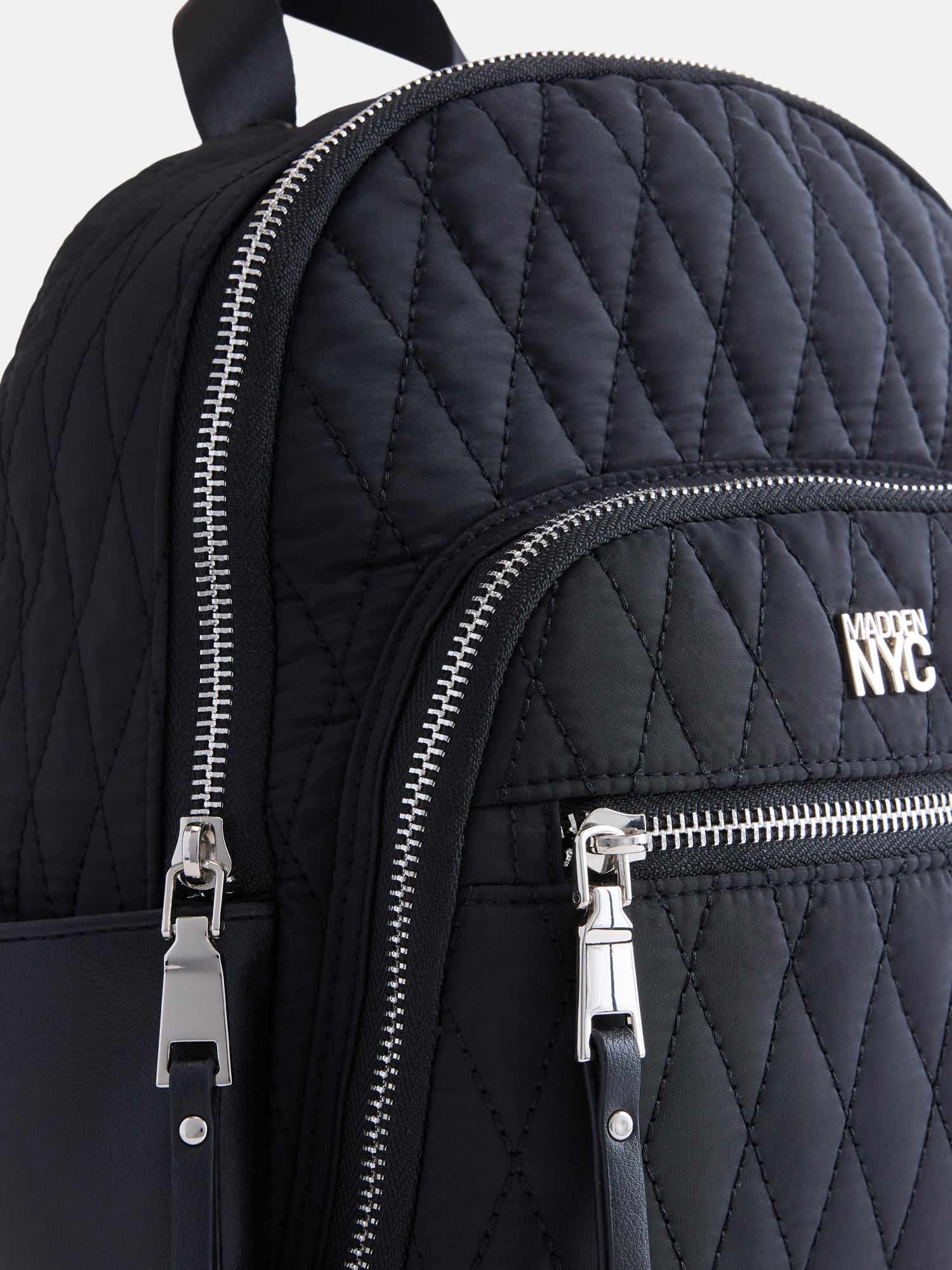 Madden NYC Women's Quilted Mini Backpack, Black photo 4