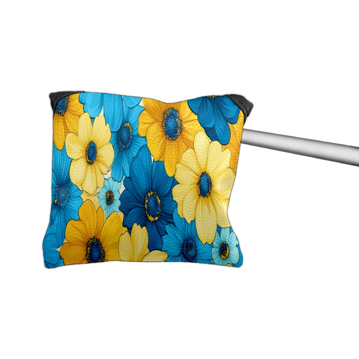 Golf Mallet Putter Cover Premium Leather Waterproof Golf Putter Head Cover with Magnetic Closure Yellow Blue Flowers