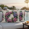 thumbnail image 2 of Outdoor Pillow Cover Pink Blue Wreath Set of 2 Waterproof Throw Pillowcases Linen Background Decorative Patio Furniture Pillows for Couch Garden Indoor & Outdoor Use, 2 of 9