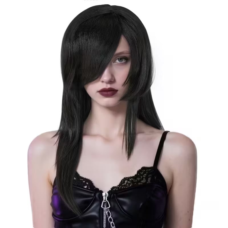 Medium-length black wig, a must-have for daily wear by women's cosplay
