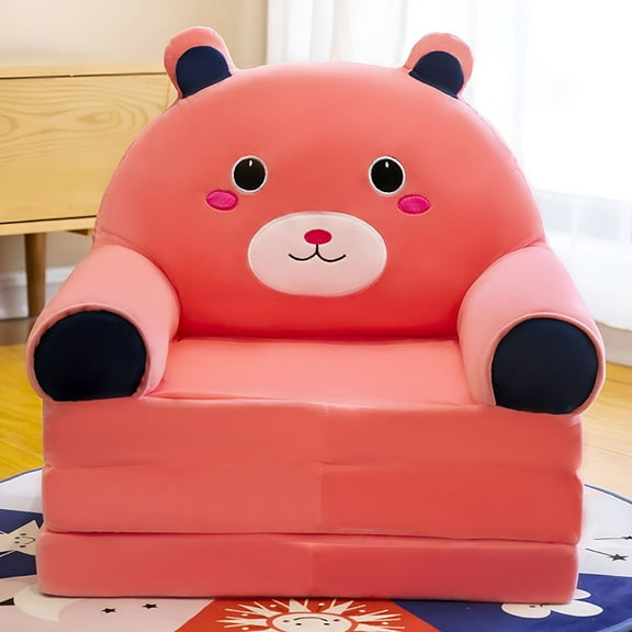 LAMIRO Toddler Chairs Comfy Plush Foldable Kids Sofa Backrest Armchair 2 In 1 Cute Cartoon Lazy Sofa Children Flip Open Sofa Bed For Without Liner Filler Bean Bag Chair Multi-Color