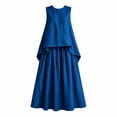 thumbnail image 4 of uublik Maxi Skirt Sets Women 2 Piece Outfits Summer Tank Tops Maxi Dress Travel Vacation Outfits Matching Sets, Blue, 4 of 5