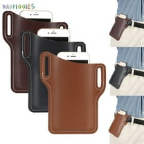BadPiggies Men Leather Cell Phone Holster Belt Bag Retro Mobile Phone Waist Sheath Pouch Storage Holder (Light Brown)