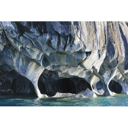 Chile, Aysen, Puerto Rio Tranquilo, Marble Chapel Natural Sanctuary. Limestone formations. Print Wall Art By Fredrik