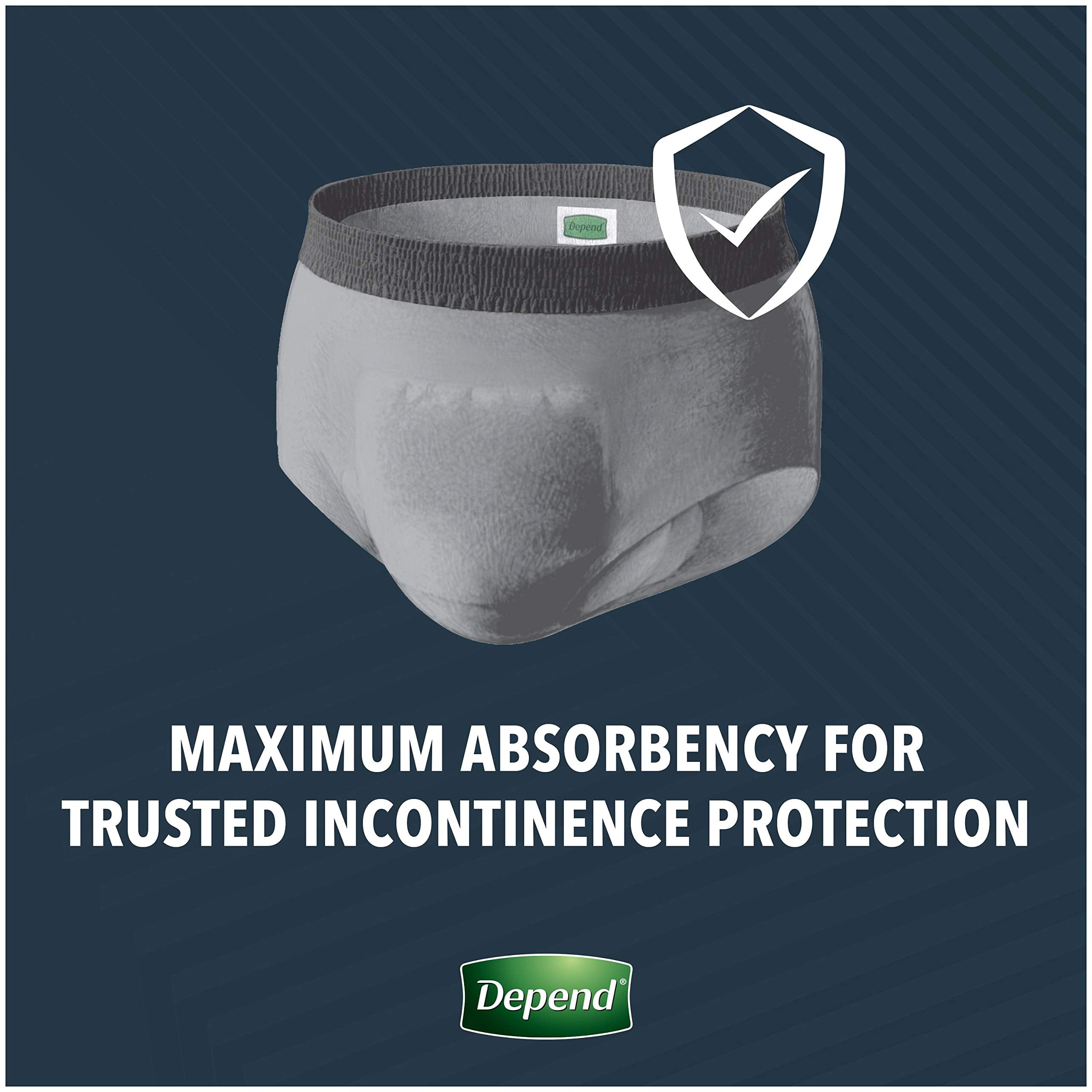 Depend Real Fit Incontinence Underwear for Men, Maximum Absorbency, Disposable, Large/Extra-Large, Grey, 20 Count (Packaging May Vary)