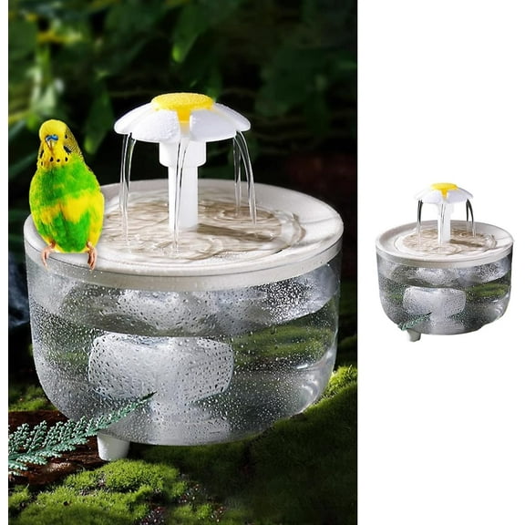 Bird Bath for Parakeets - Small Bird Shower Bathing Fountain with Filtered Circulating Water Pool Sink for Parrots Lovebirds Conures Finches Cockatiels - Easy-Clean Pet Accessories (Clear)