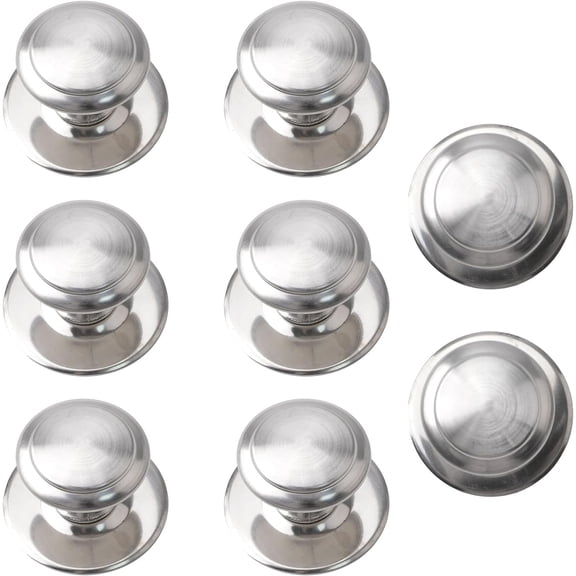 Stainless Steel Drawer Knobs, 8pcs Self-Stick Cabinet Pulls, 1.18Inch Adhesive Sliding Door Handle with Mounting Screws for Glass Cabinet Cupboard Drawer (Brushed Silver)