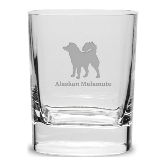 Alaskan Malamute Luigi Bormioli 11.75 oz Square Round Double Old Fashion Glass